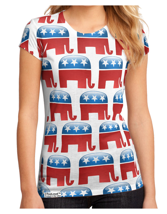 Republican Symbol All Over Juniors Petite Sub Tee Single Side All Over Print-TooLoud-White-Small-Davson Sales