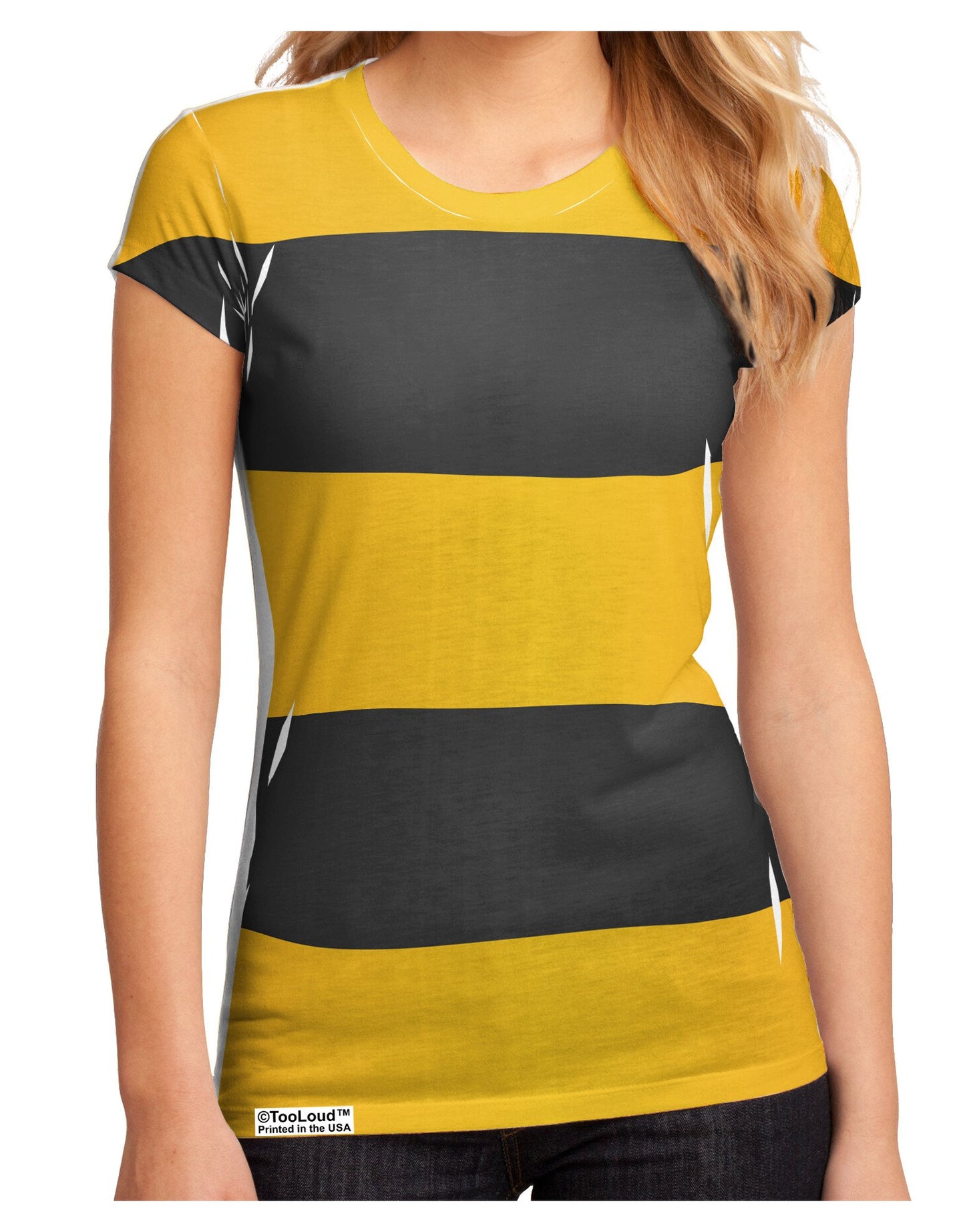 Bee Stripe Costume Juniors Sub Tee Single Side All Over Print-TooLoud-White-2XL-Davson Sales