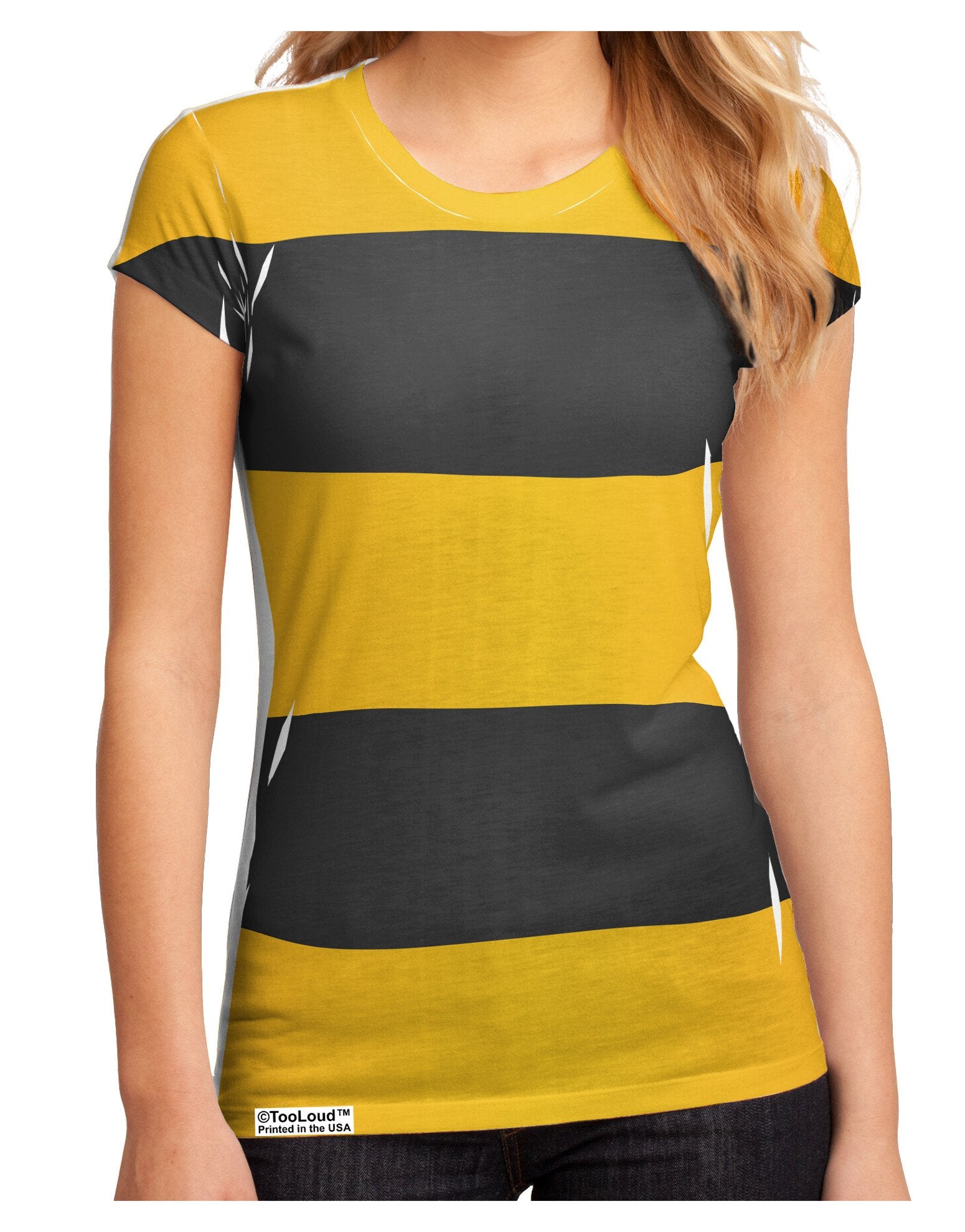 Bee Stripe Costume Juniors Sub Tee Single Side All Over Print-TooLoud-White-2XL-Davson Sales