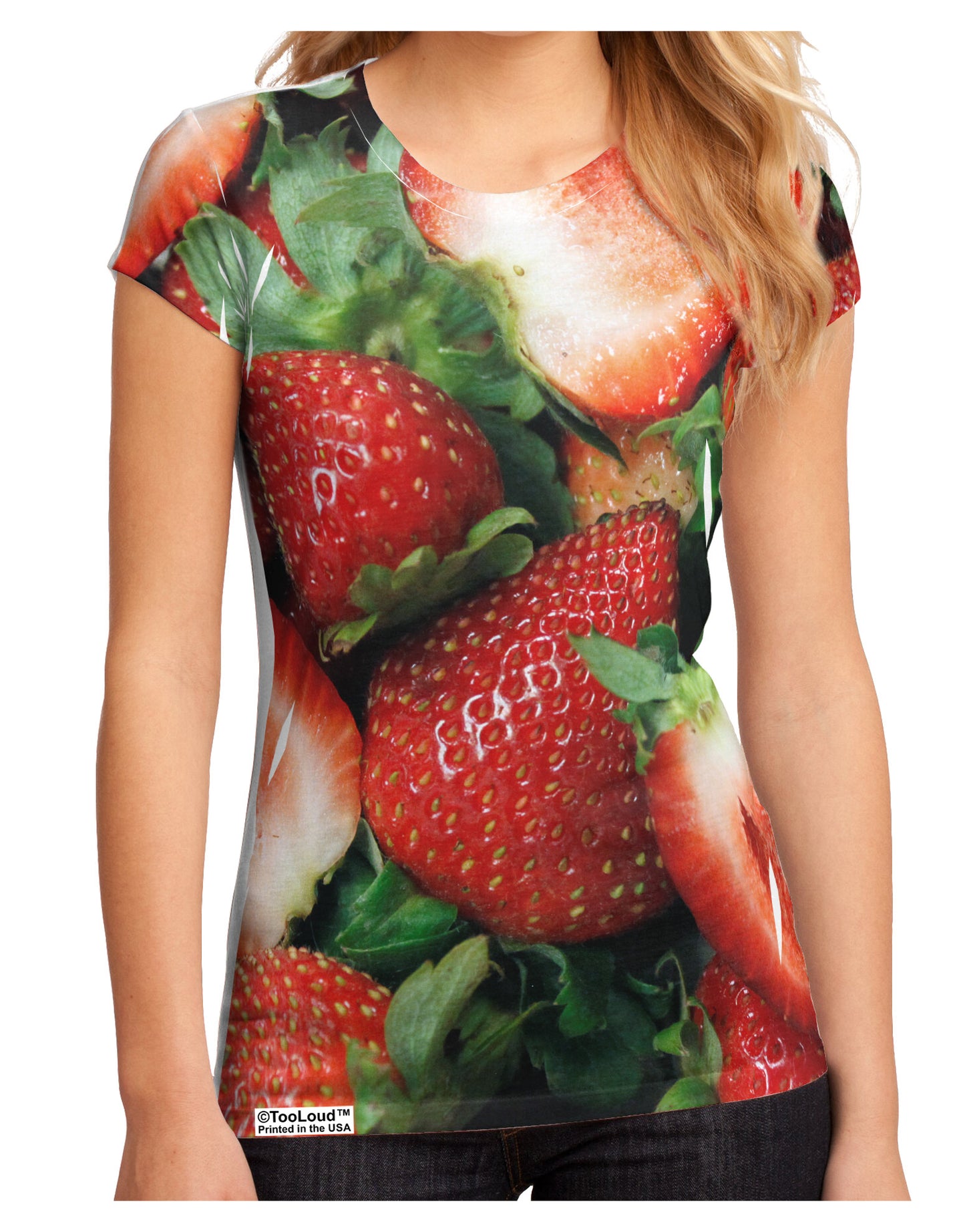 Strawberries All Over Juniors Sub Tee Single Side All Over Print-TooLoud-White-Small-Davson Sales