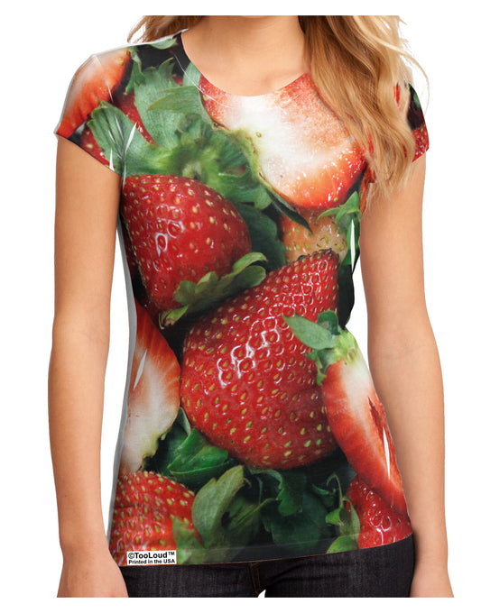 Strawberries All Over Juniors Sub Tee Single Side All Over Print-TooLoud-White-Small-Davson Sales