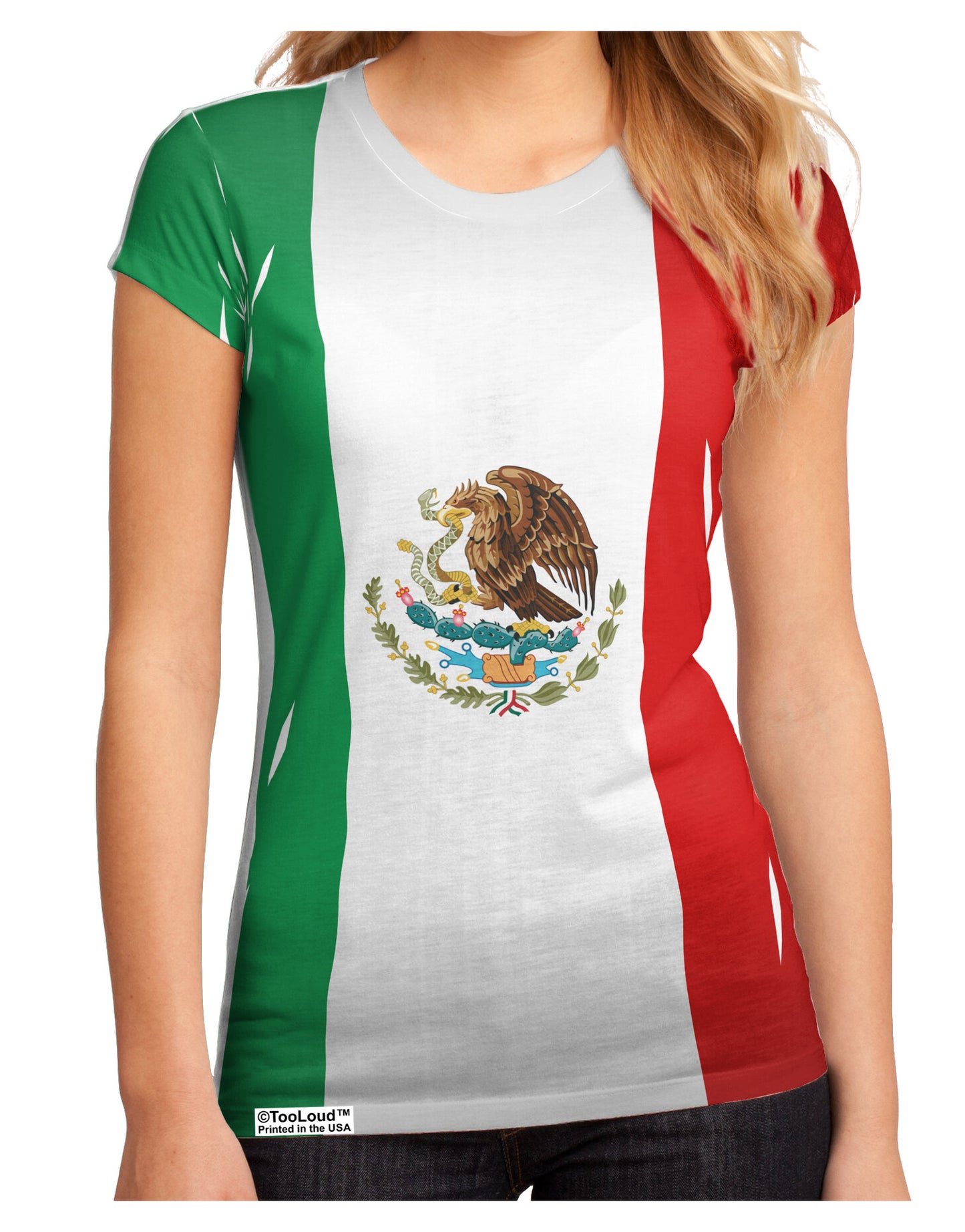 Mexico Flag AOP Juniors Petite Sub Tee Single Side All Over Print-TooLoud-White-Small-Davson Sales