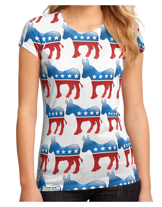 Democratic Symbol All Over Juniors Petite Sub Tee Single Side All Over Print-TooLoud-White-Small-Davson Sales