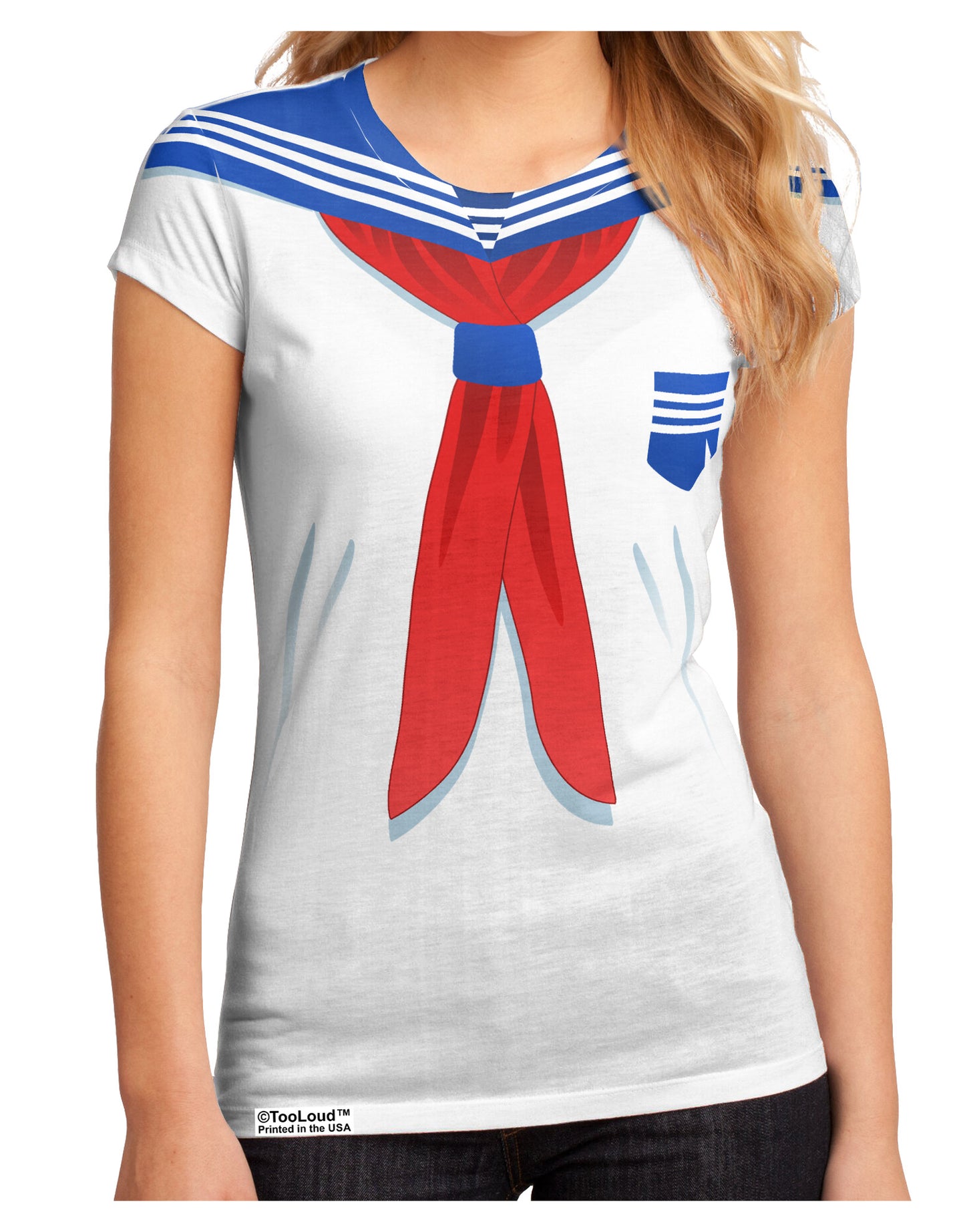 School Uniform Costume - White Juniors Sub Tee Single Side All Over Print-TooLoud-White-Small-Davson Sales