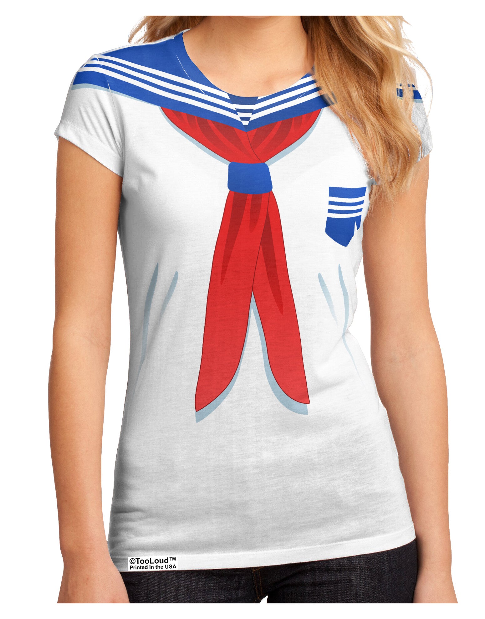 School Uniform Costume - White Juniors Sub Tee Single Side All Over Print-TooLoud-White-Small-Davson Sales