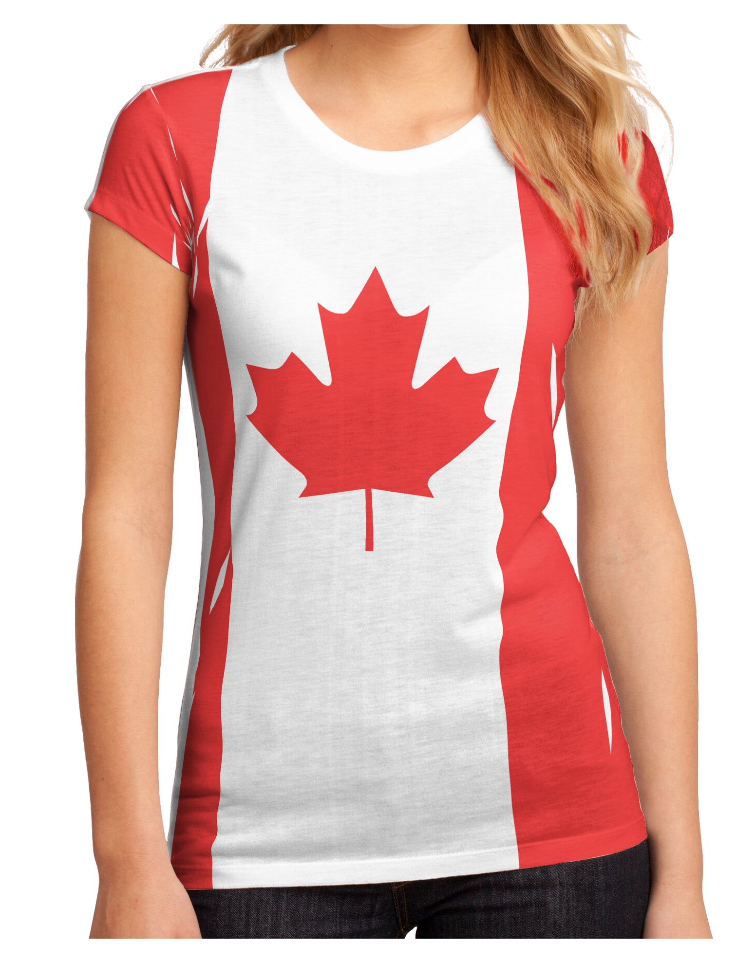Canadian Flag All Over Juniors Sub Tee Single Side All Over Print-TooLoud-White-Small-Davson Sales