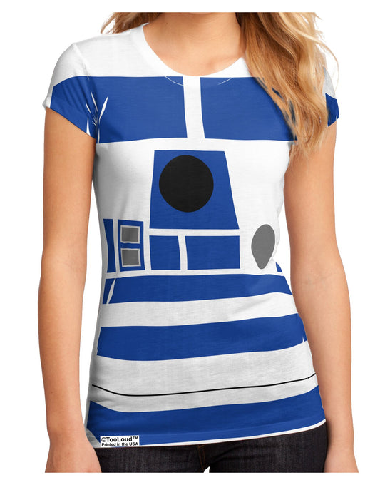 Blue and White Robot AOP Juniors Petite Sub Tee Single Side All Over Print-TooLoud-White-2XL-Davson Sales