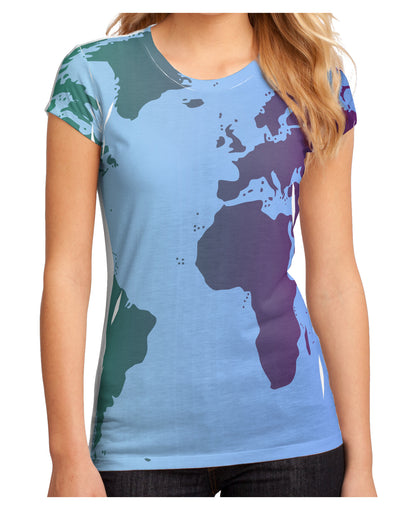 Cool World Map Design Juniors Sub Tee Single Side All Over Print-TooLoud-White-Small-Davson Sales