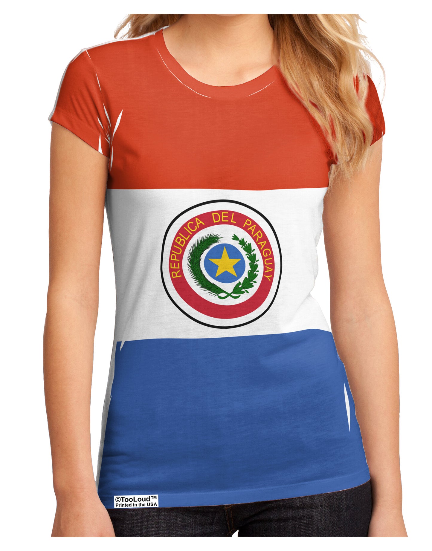 Paraguay Flag AOP Juniors Petite Sub Tee Single Side All Over Print-TooLoud-White-Small-Davson Sales