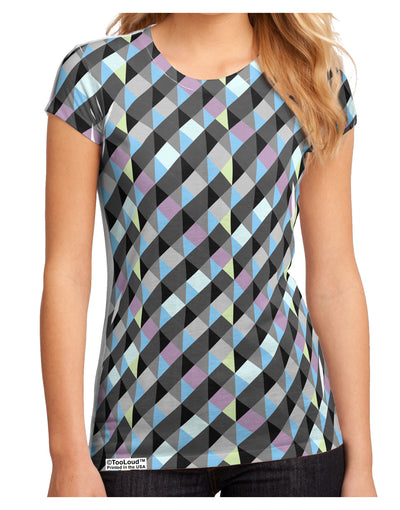 Plaid Pattern AOP Juniors Petite Sub Tee Single Side All Over Print-TooLoud-White-Small-Davson Sales