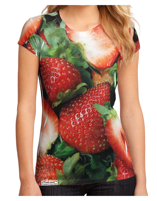 Strawberries All Over Juniors Sub Tee Dual Sided All Over Print-TooLoud-White-Small-Davson Sales