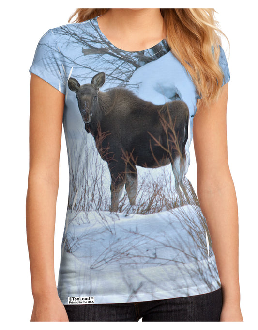 TooLoud Winter Scene All-Over-Print Juniors Sub Tee Dual Sided All Over Print-TooLoud-White-Small-Davson Sales