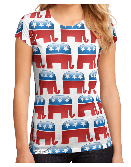 Republican Symbol All Over Juniors Petite Sub Tee Dual Sided All Over Print-TooLoud-White-Small-Davson Sales