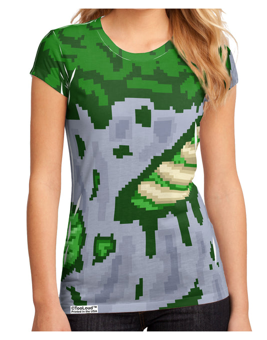 Pixel Zombie Costume Green Juniors Sub Tee Dual Sided All Over Print-TooLoud-White-Small-Davson Sales