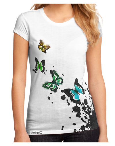 Splatter Butterflies AOP Juniors Petite Sub Tee Dual Sided All Over Print-TooLoud-White-Small-Davson Sales