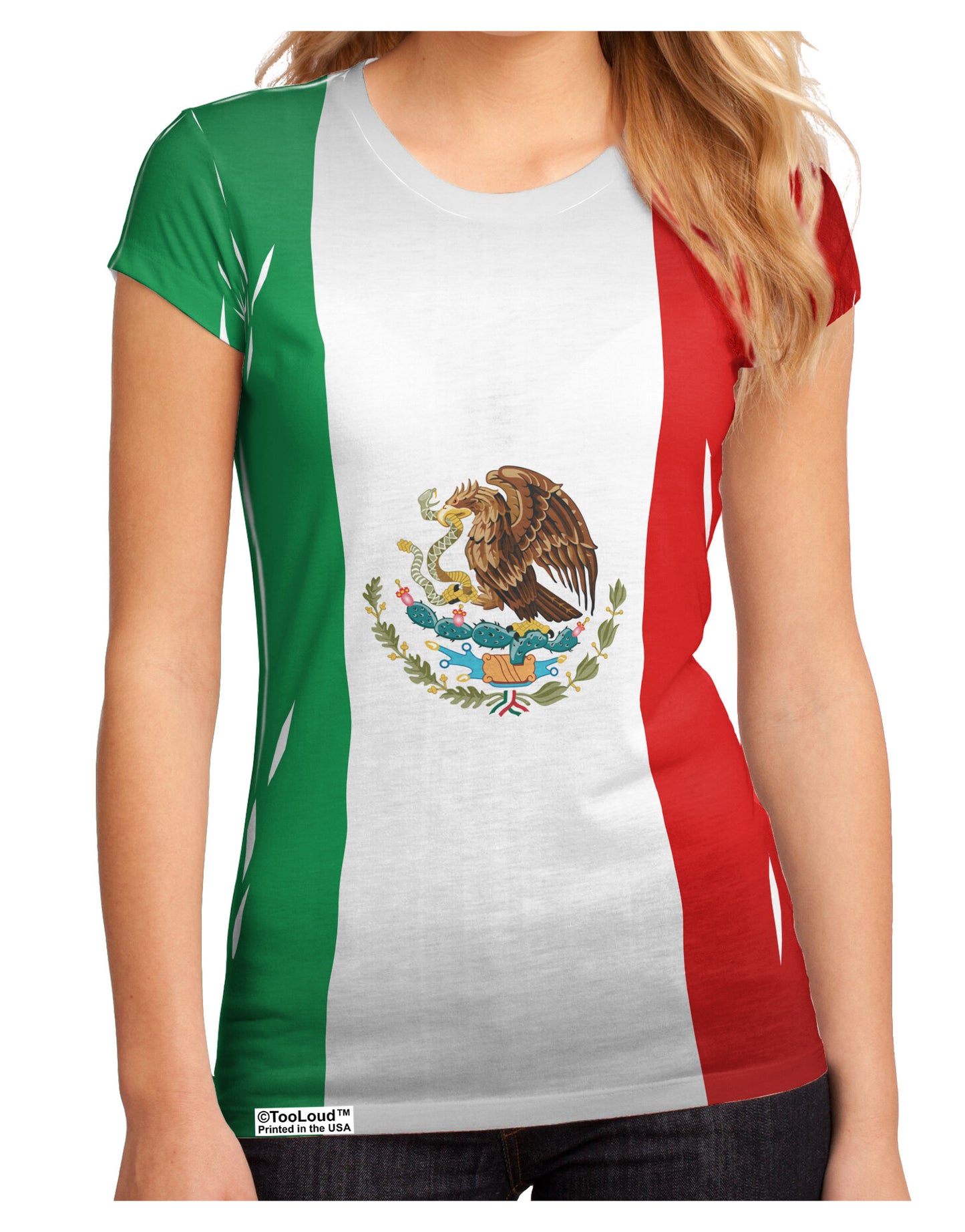 Mexico Flag AOP Juniors Petite Sub Tee Dual Sided All Over Print-TooLoud-White-Small-Davson Sales