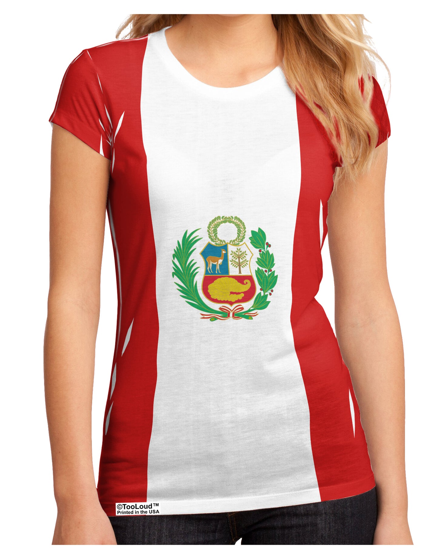 Peru Flag AOP Juniors Petite Sub Tee Dual Sided All Over Print-TooLoud-White-Small-Davson Sales