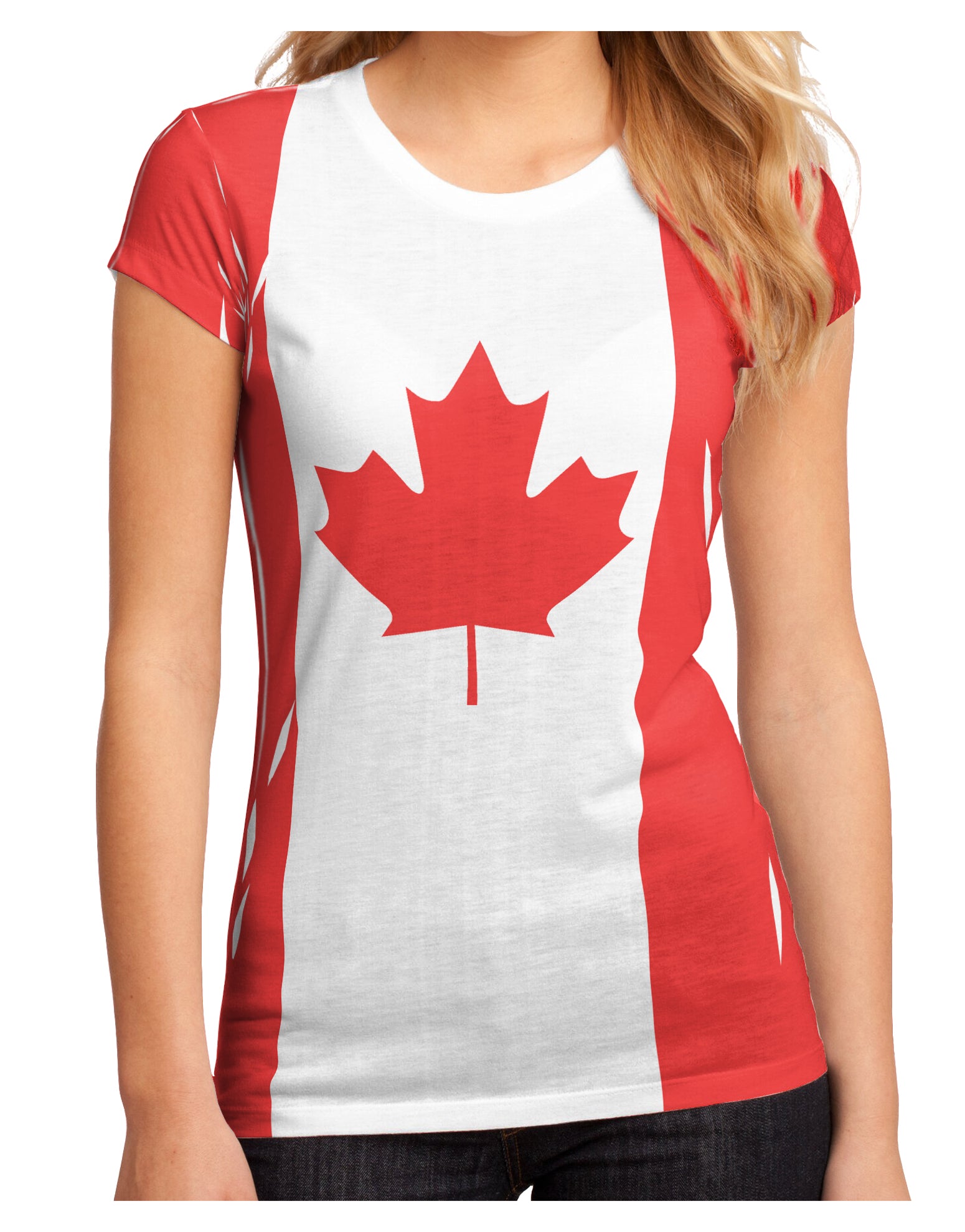 Canadian Flag All Over Juniors Sub Tee Dual Sided All Over Print-TooLoud-White-Small-Davson Sales