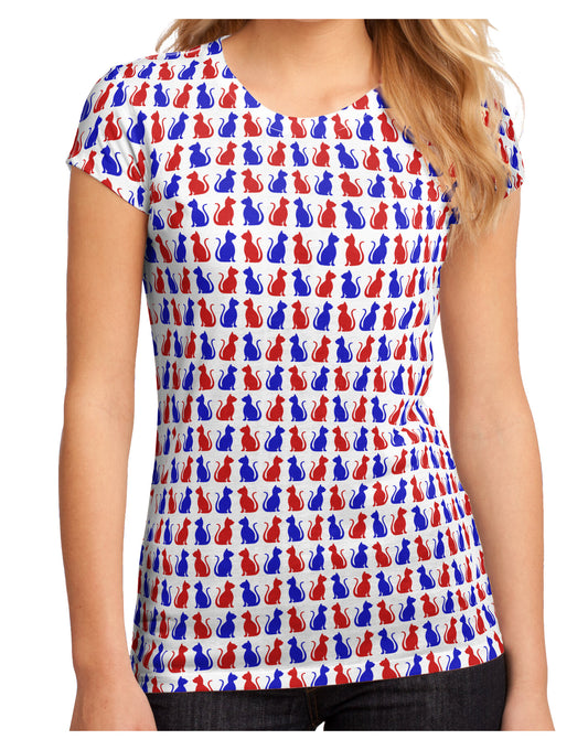 Patriotic Cat Pattern Juniors Sub Tee Dual Sided All Over Print-TooLoud-White-Small-Davson Sales