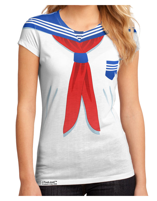 School Uniform Costume - White Juniors Sub Tee Dual Sided All Over Print-TooLoud-White-Small-Davson Sales
