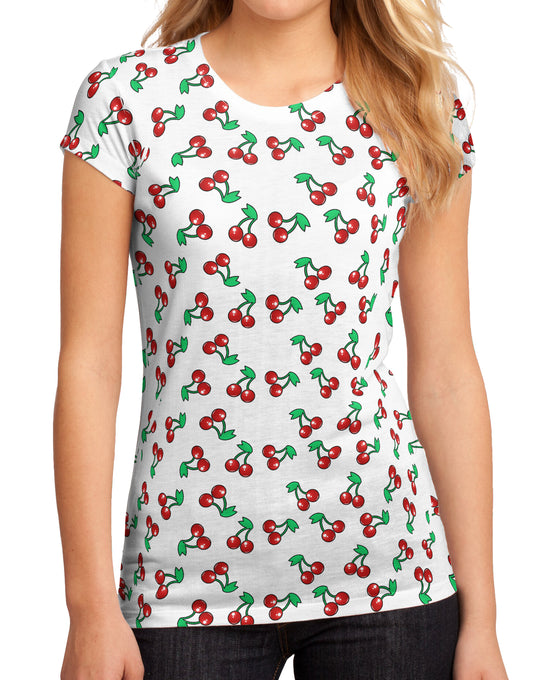 Cherries Everywhere Juniors Sub Tee Dual Sided by TooLoud-TooLoud-White-Small-Davson Sales