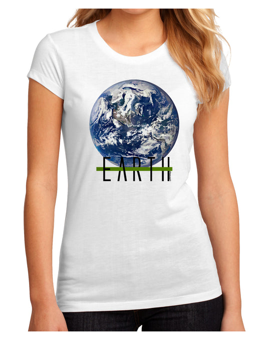 Planet Earth Text Juniors Petite Sublimate Tee-TooLoud-White-Small-Davson Sales