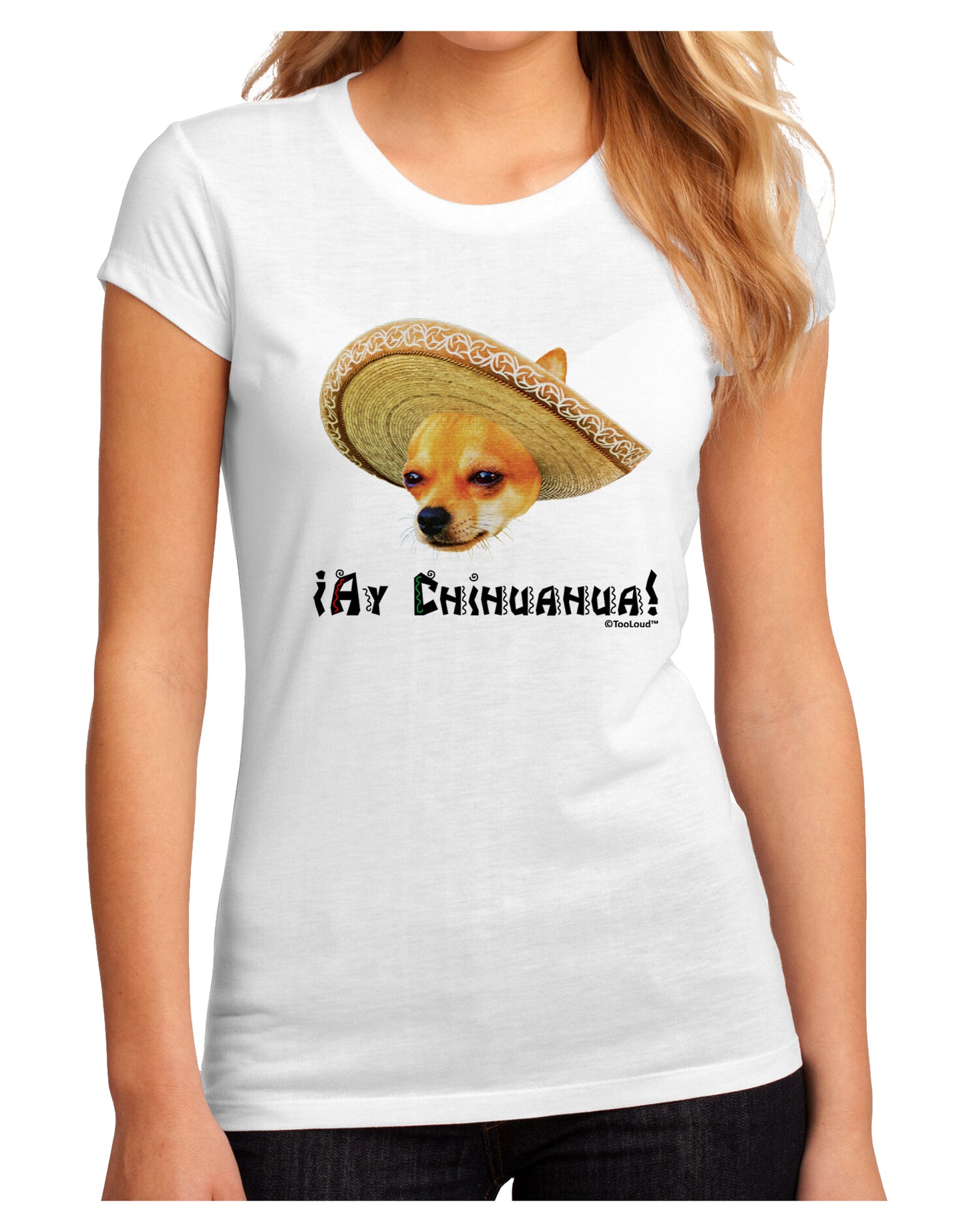 Chihuahua Dog with Sombrero - Ay Chihuahua Juniors Sublimate Tee by TooLoud-Womens T-Shirt-TooLoud-White-Small-Davson Sales