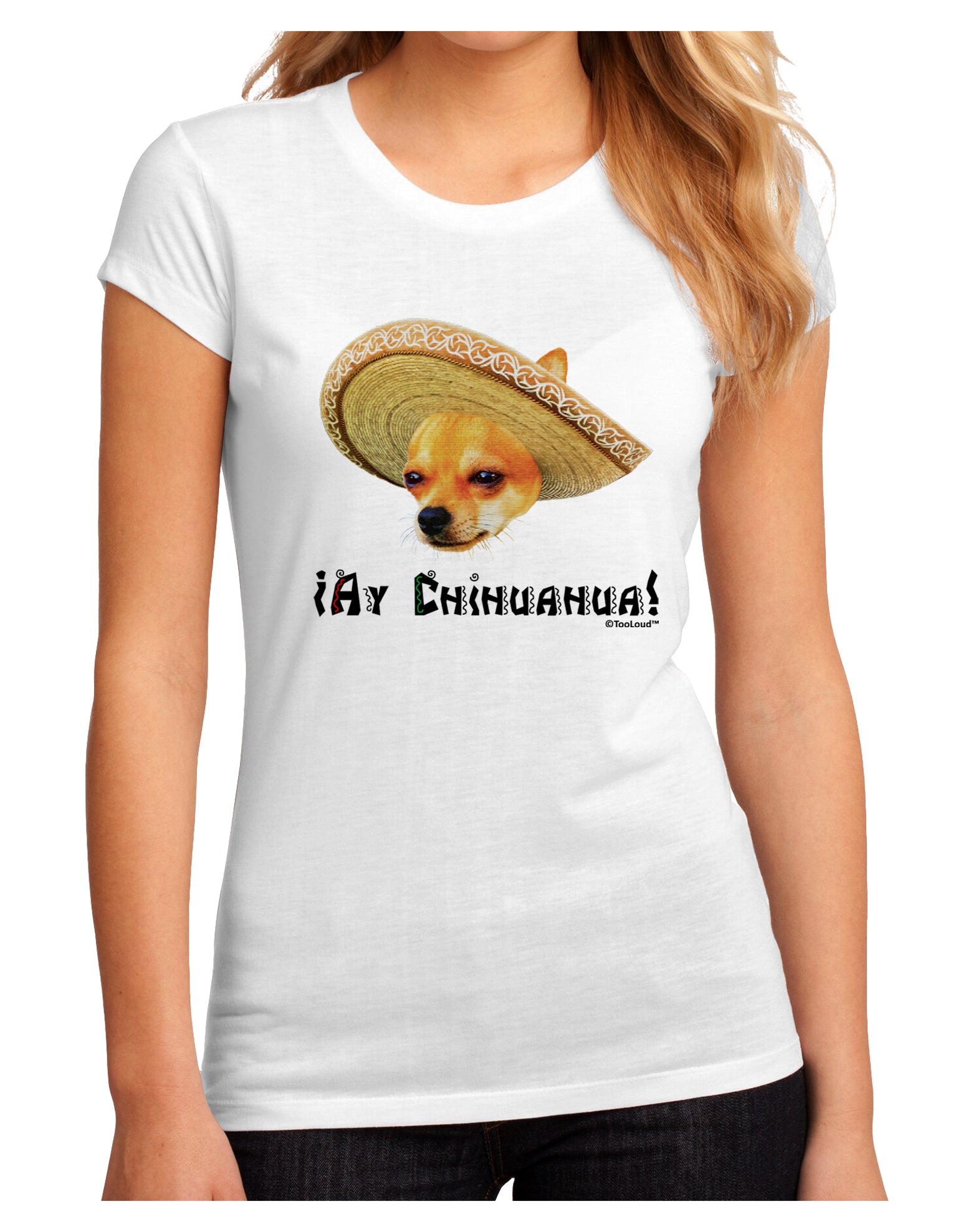 Chihuahua Dog with Sombrero - Ay Chihuahua Juniors Sublimate Tee by TooLoud-Womens T-Shirt-TooLoud-White-Small-Davson Sales