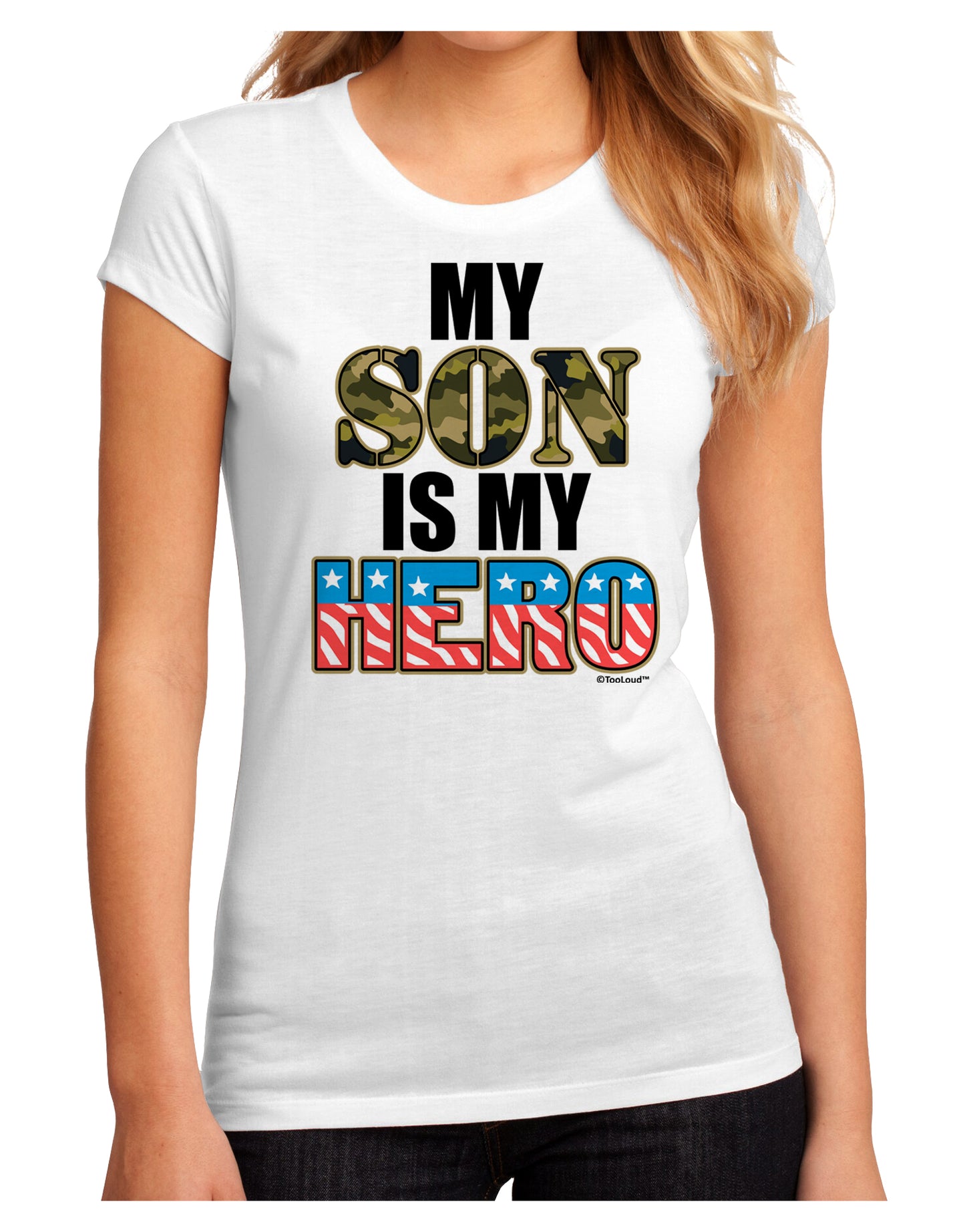 My Son is My Hero - Armed Forces Juniors Sublimate Tee by TooLoud-Womens T-Shirt-TooLoud-White-Small-Davson Sales