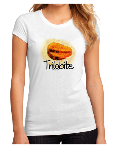 Trilobite Fossil Watercolor Text Juniors Sublimate Tee-TooLoud-White-Small-Davson Sales