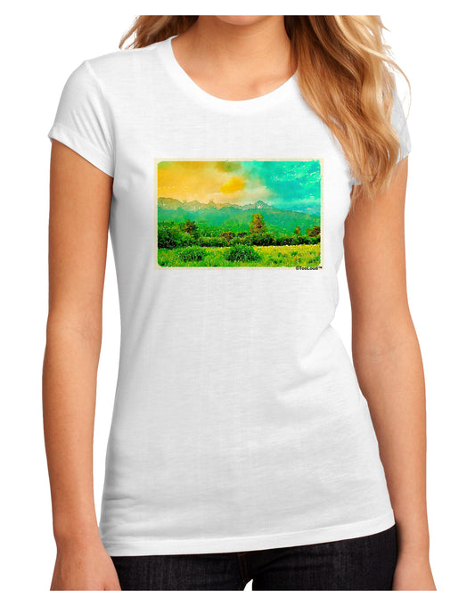 Mountain Sunset Watercolor Juniors Sublimate Tee-TooLoud-White-Small-Davson Sales