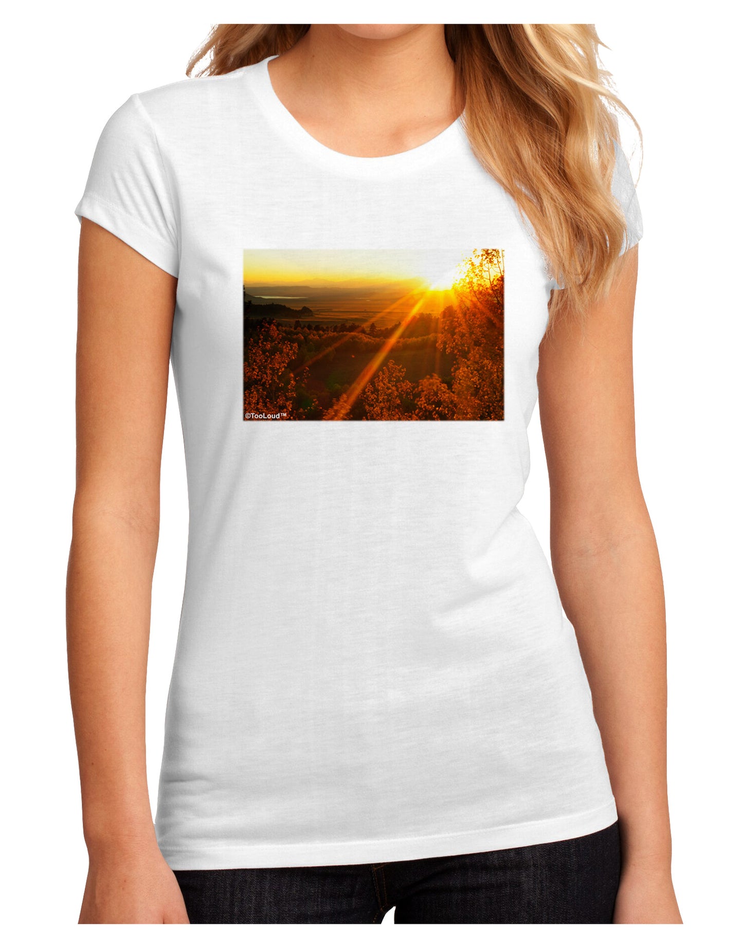 Colorado Sunset Juniors Petite Sublimate Tee-TooLoud-White-Small-Davson Sales