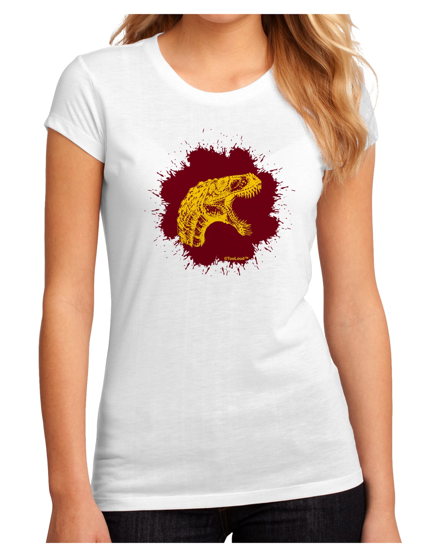 Jurassic Dinosaur Face Blood Splatter Juniors Sublimate Tee by TooLoud-Womens T-Shirt-TooLoud-White-Small-Davson Sales