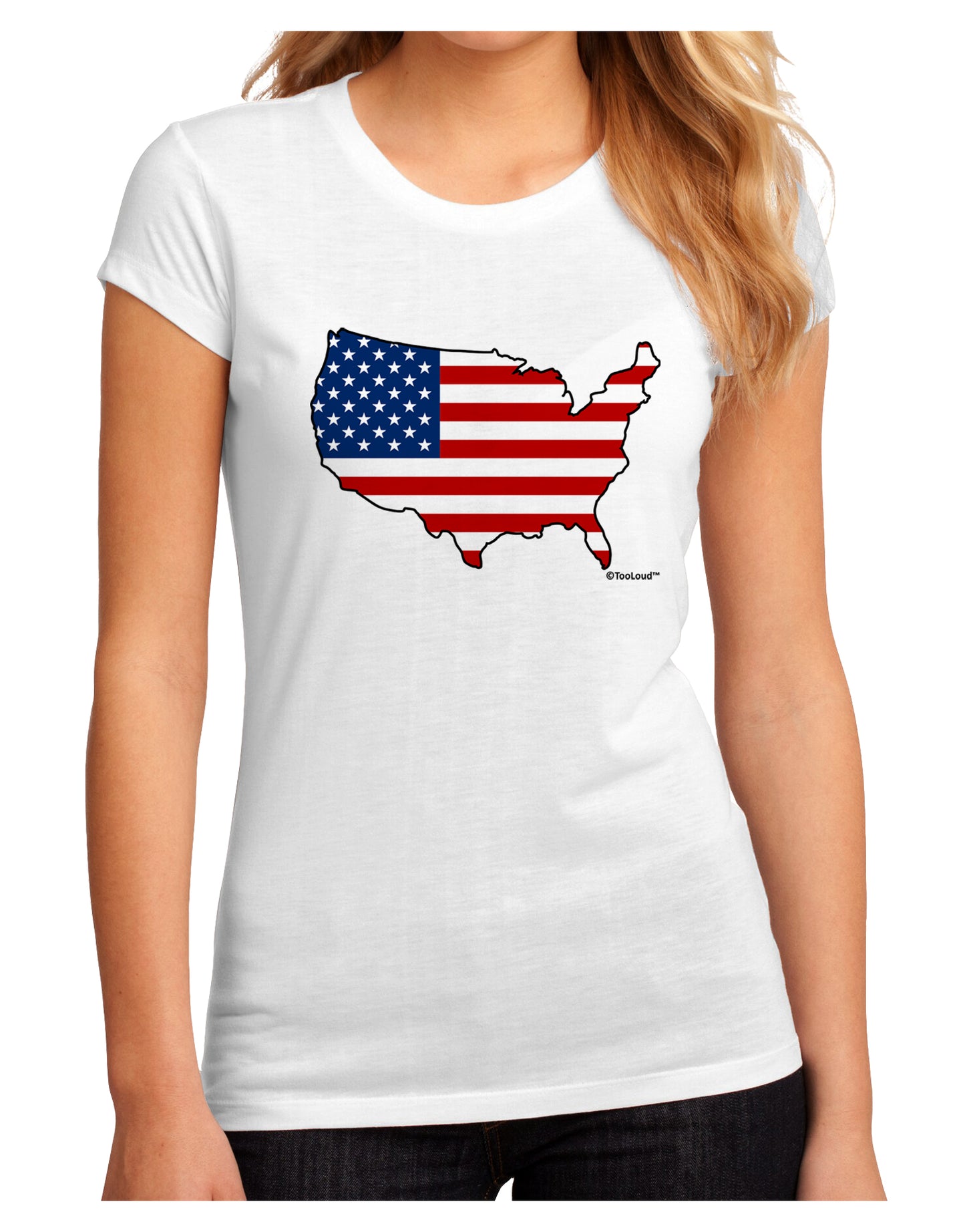 United States Cutout - American Flag Design Juniors Sublimate Tee by TooLoud-Womens T-Shirt-TooLoud-White-Small-Davson Sales