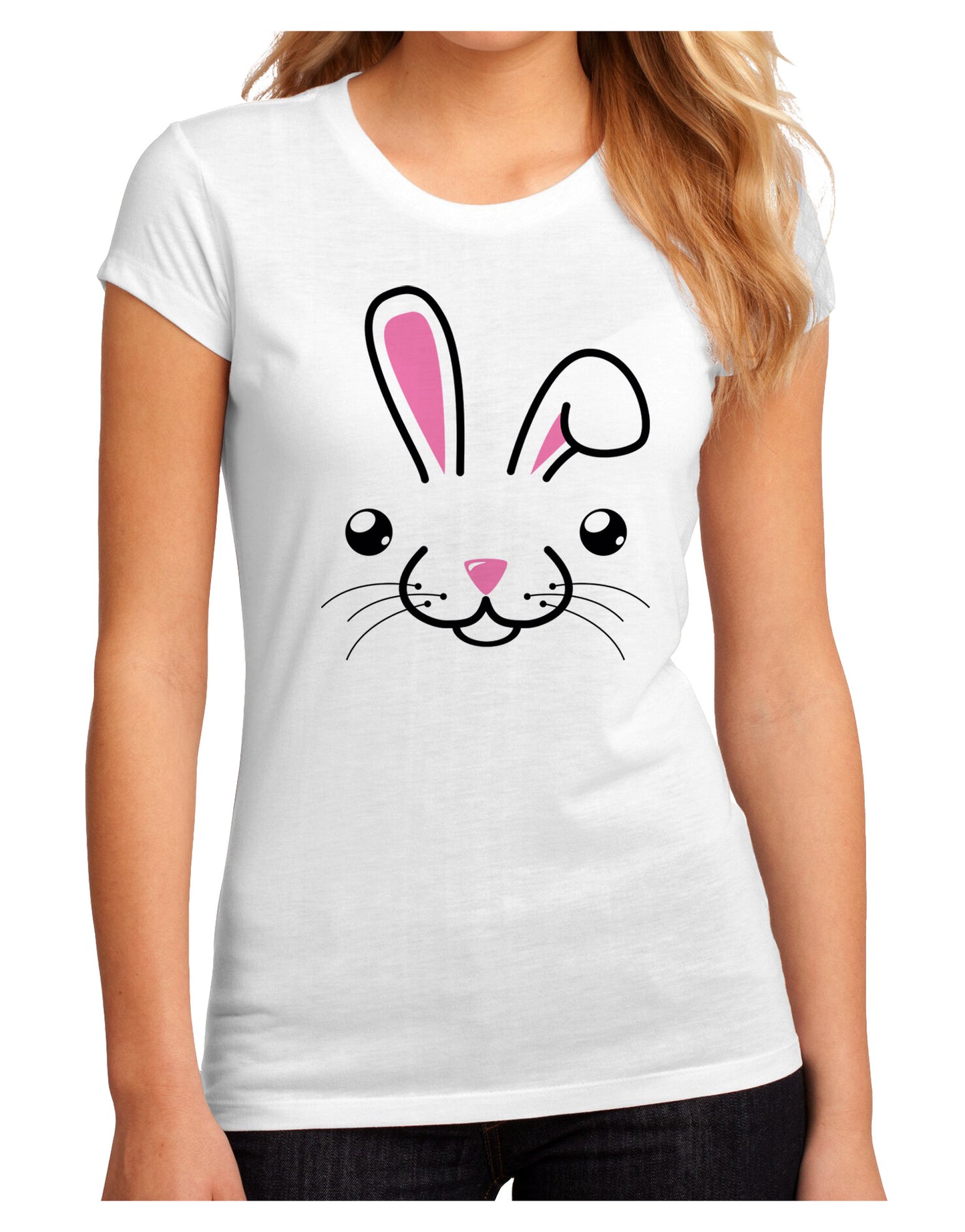 Cute Bunny Face Juniors Sublimate Tee-Womens T-Shirt-TooLoud-White-Small-Davson Sales