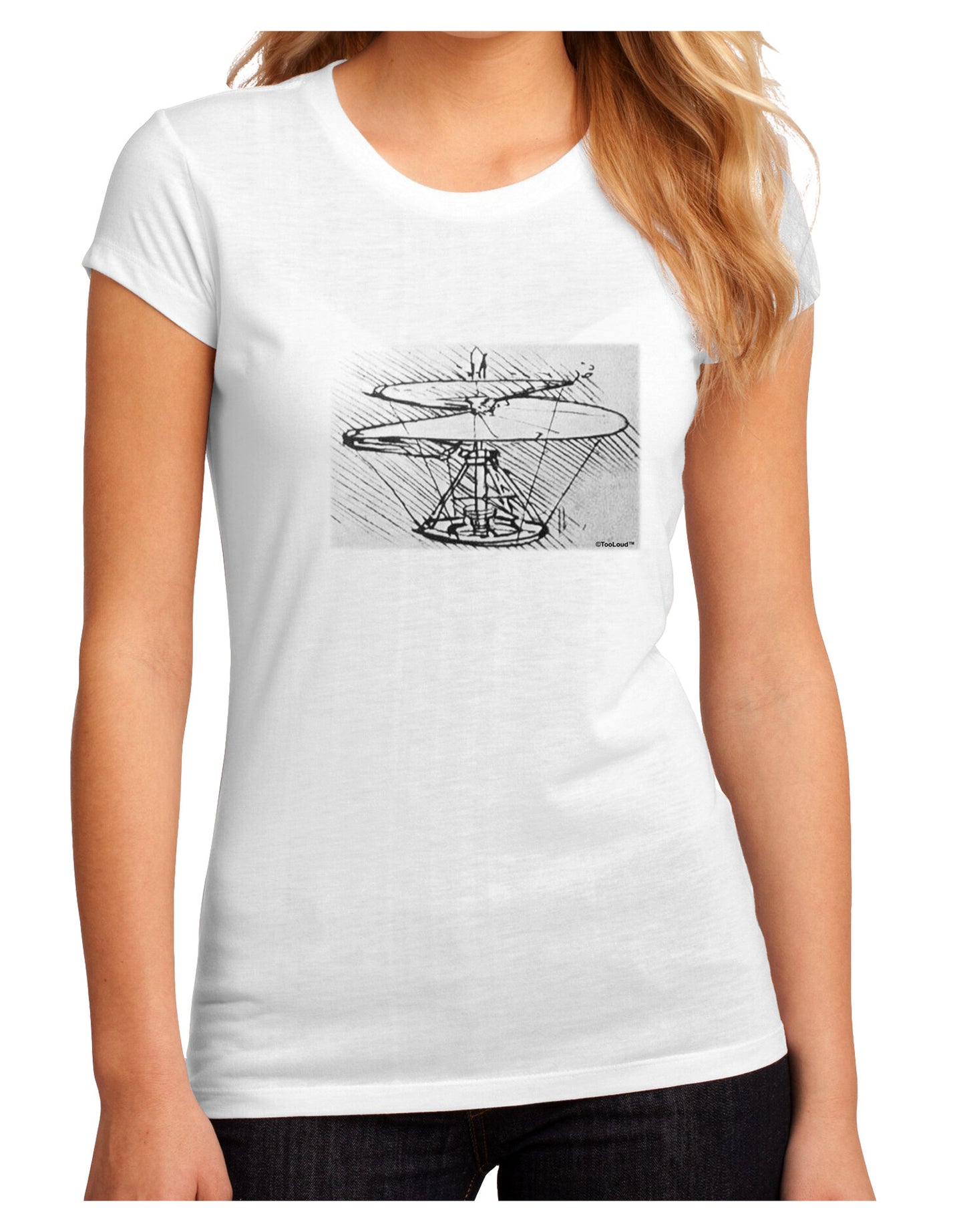 Helicopter Sketch Juniors Petite Sublimate Tee-Womens T-Shirt-TooLoud-White-Small-Davson Sales