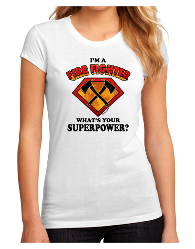 Fire Fighter - Superpower Juniors Petite Sublimate Tee-TooLoud-White-Small-Davson Sales