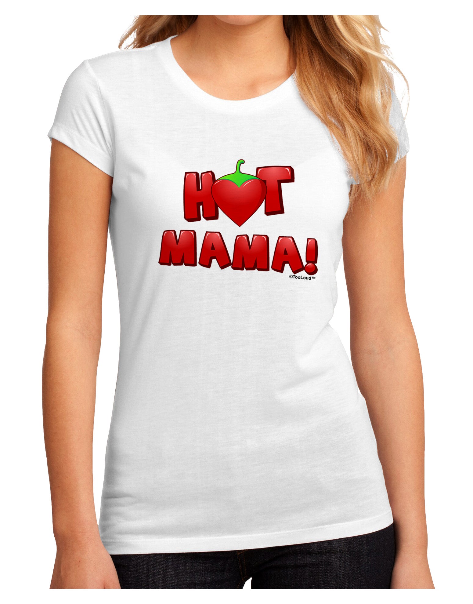 Hot Mama Chili Heart Juniors Petite Sublimate Tee-TooLoud-White-Small-Davson Sales