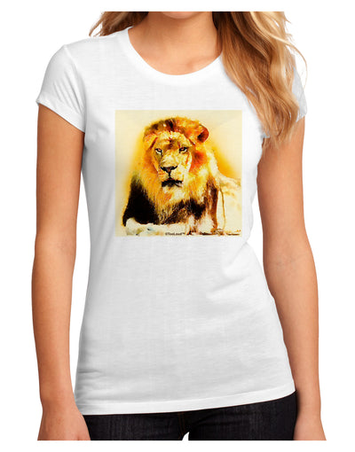 Lion Watercolor 4 Juniors Sublimate Tee-TooLoud-White-Small-Davson Sales