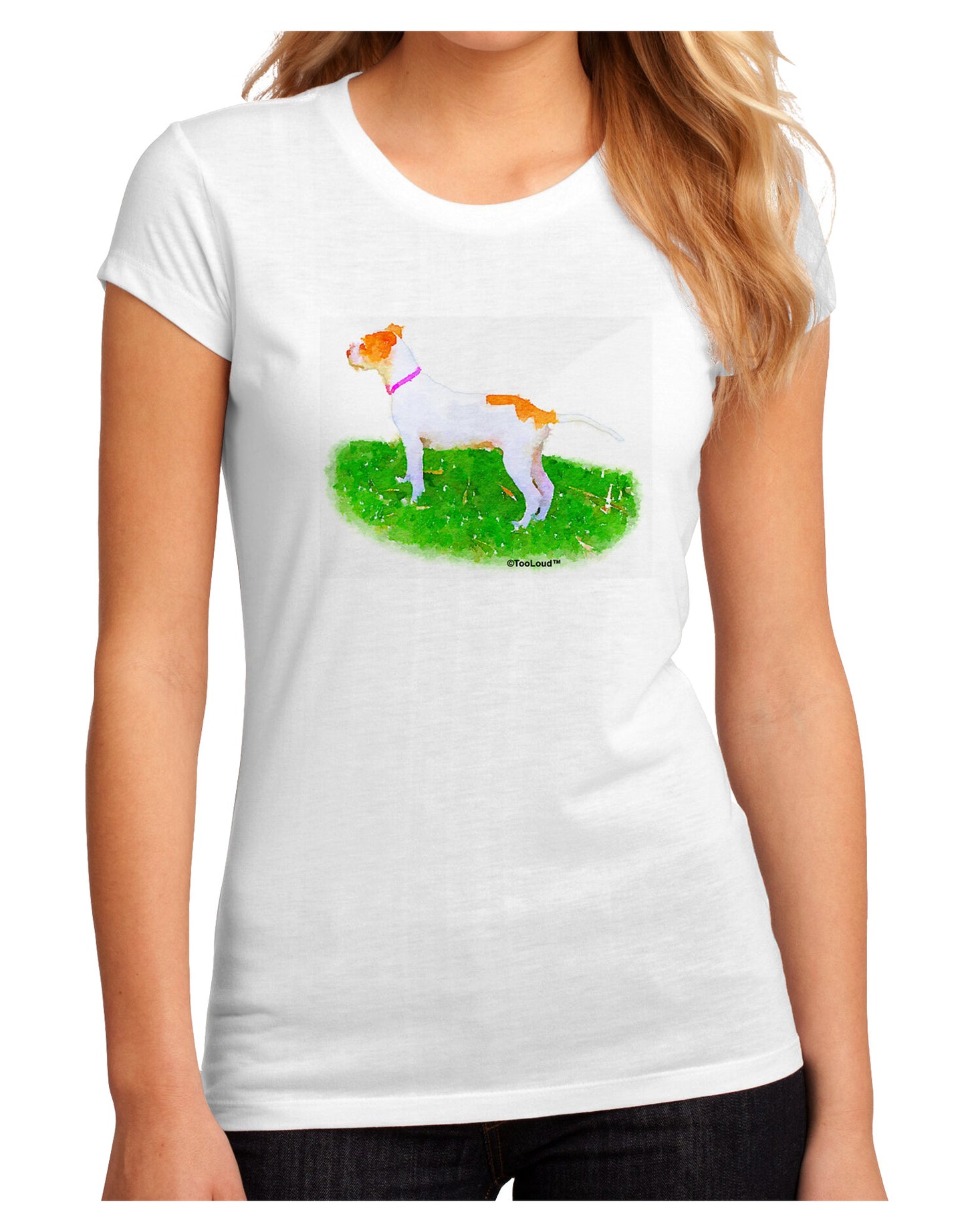 Vigilant Dog Watercolor Juniors Sublimate Tee-TooLoud-White-Small-Davson Sales