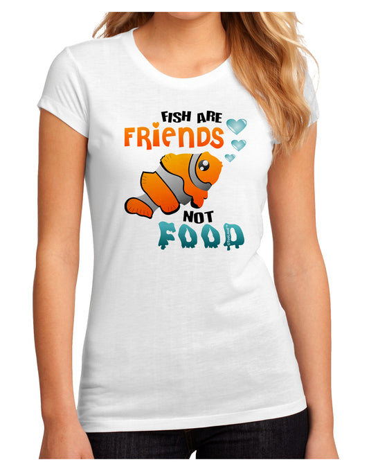 Fish Are Friends Not Food Juniors Petite Sublimate Tee-Womens T-Shirt-TooLoud-White-Small-Davson Sales