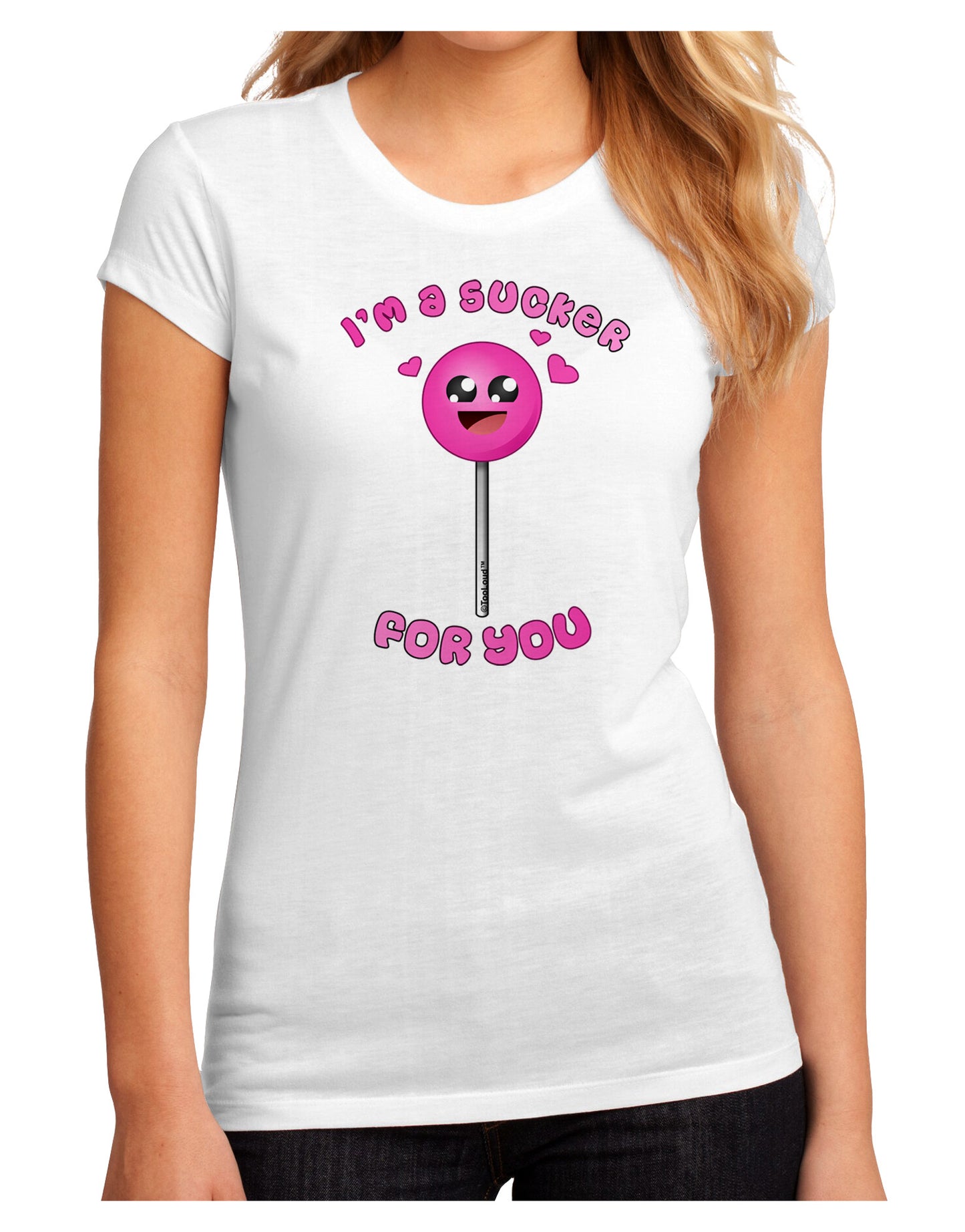 Sucker For You Juniors Petite Sublimate Tee-Womens T-Shirt-TooLoud-White-Small-Davson Sales