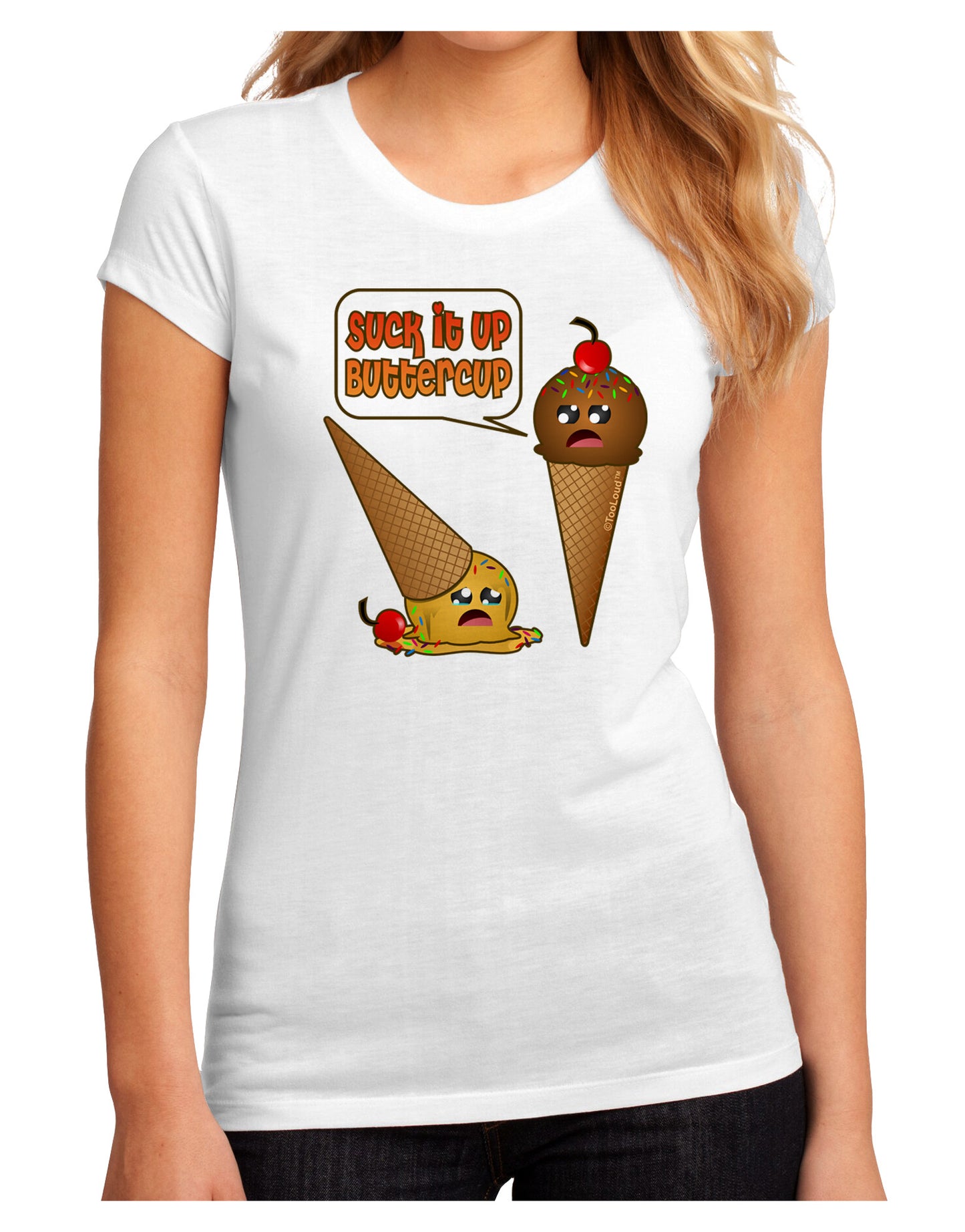 Suck It Up Buttercup Icecream Juniors Petite Sublimate Tee-Womens T-Shirt-TooLoud-White-Small-Davson Sales