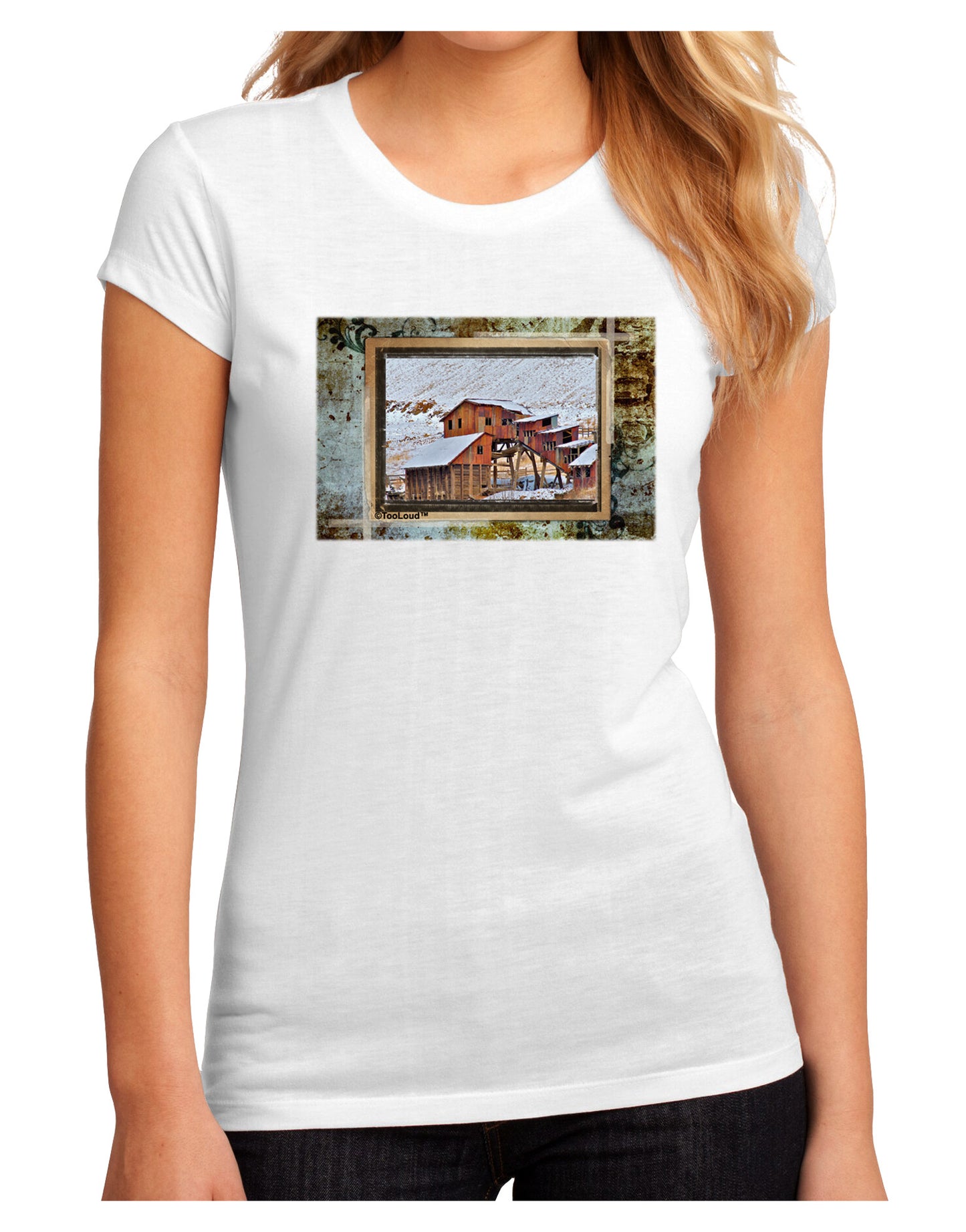 Mine Scene Colorado Juniors Petite Sublimate Tee-TooLoud-White-Small-Davson Sales