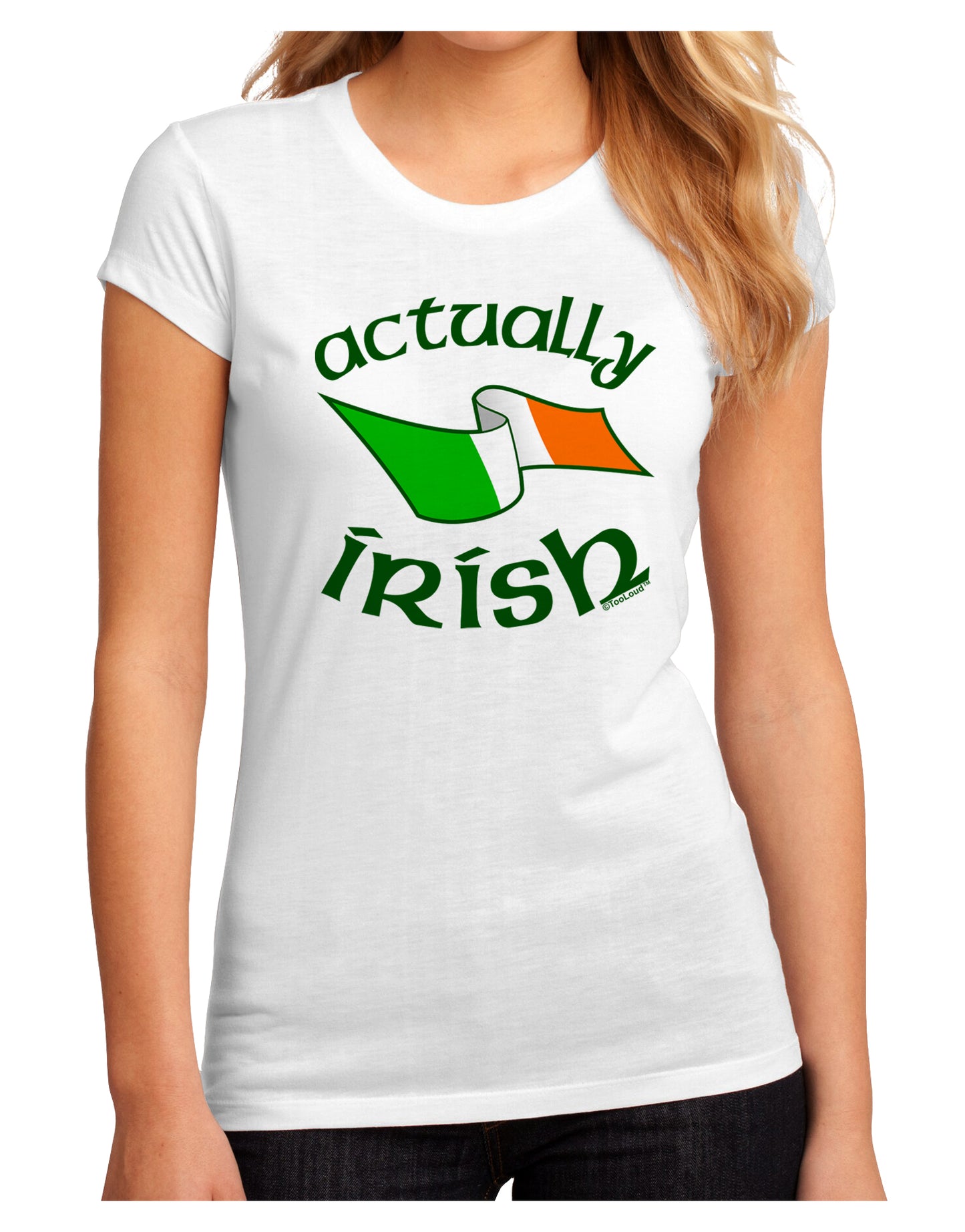 Actually Irish Juniors Petite Sublimate Tee-TooLoud-White-Small-Davson Sales