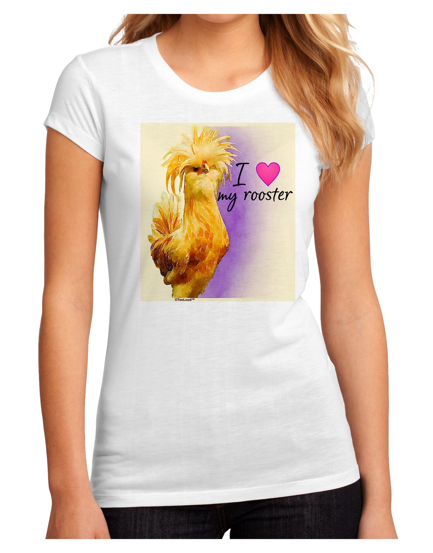 I Heart My Rooster Juniors Petite Sublimate Tee-Womens T-Shirt-TooLoud-White-Small-Davson Sales