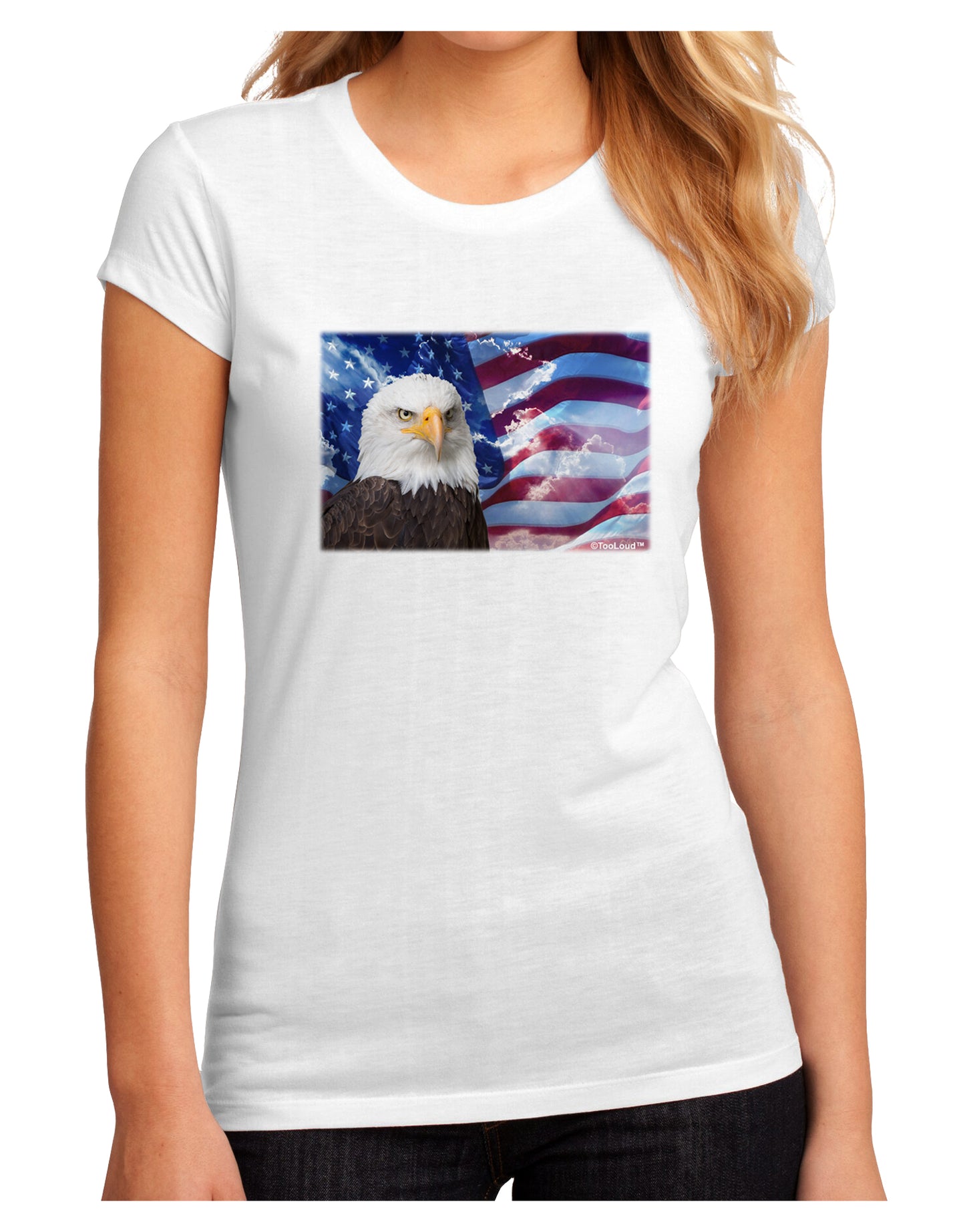 All American Eagle Juniors Sublimate Tee-TooLoud-White-Small-Davson Sales