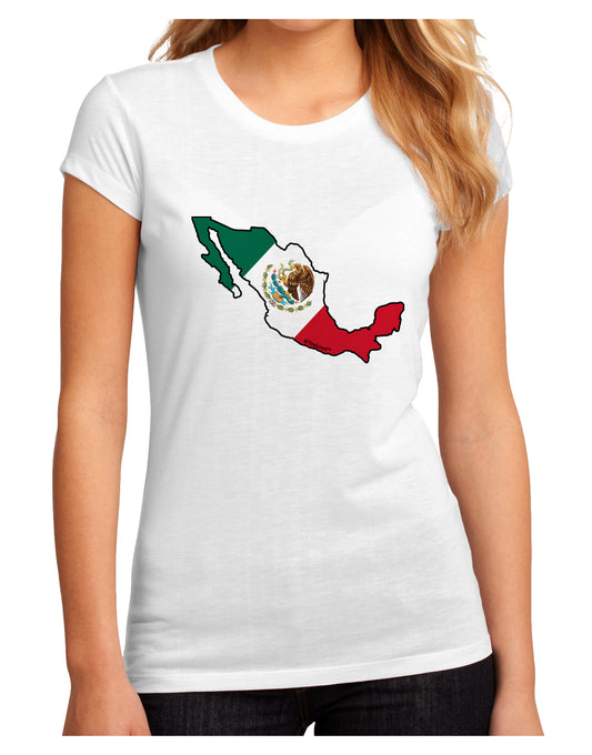 Mexico Outline - Mexican Flag Juniors Sublimate Tee by TooLoud-Womens T-Shirt-TooLoud-White-Small-Davson Sales
