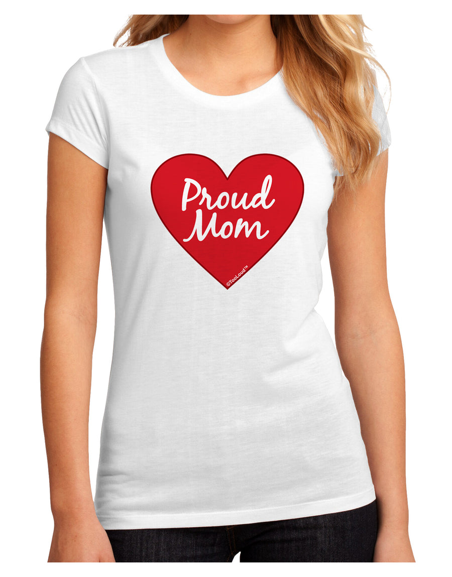 Proud Mom Heart Juniors Sublimate Tee-TooLoud-White-Small-Davson Sales