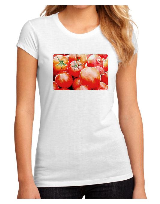Watercolor Tomatoes Juniors Sublimate Tee-TooLoud-White-Small-Davson Sales